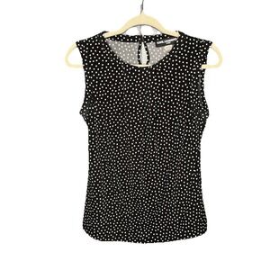 Karl Lagerfeld Polka Dot Pleated Top Black/White Size Small